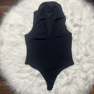 House of Harlow 1960 Black Ribbed Collared Sleeveless Body Suit size Large